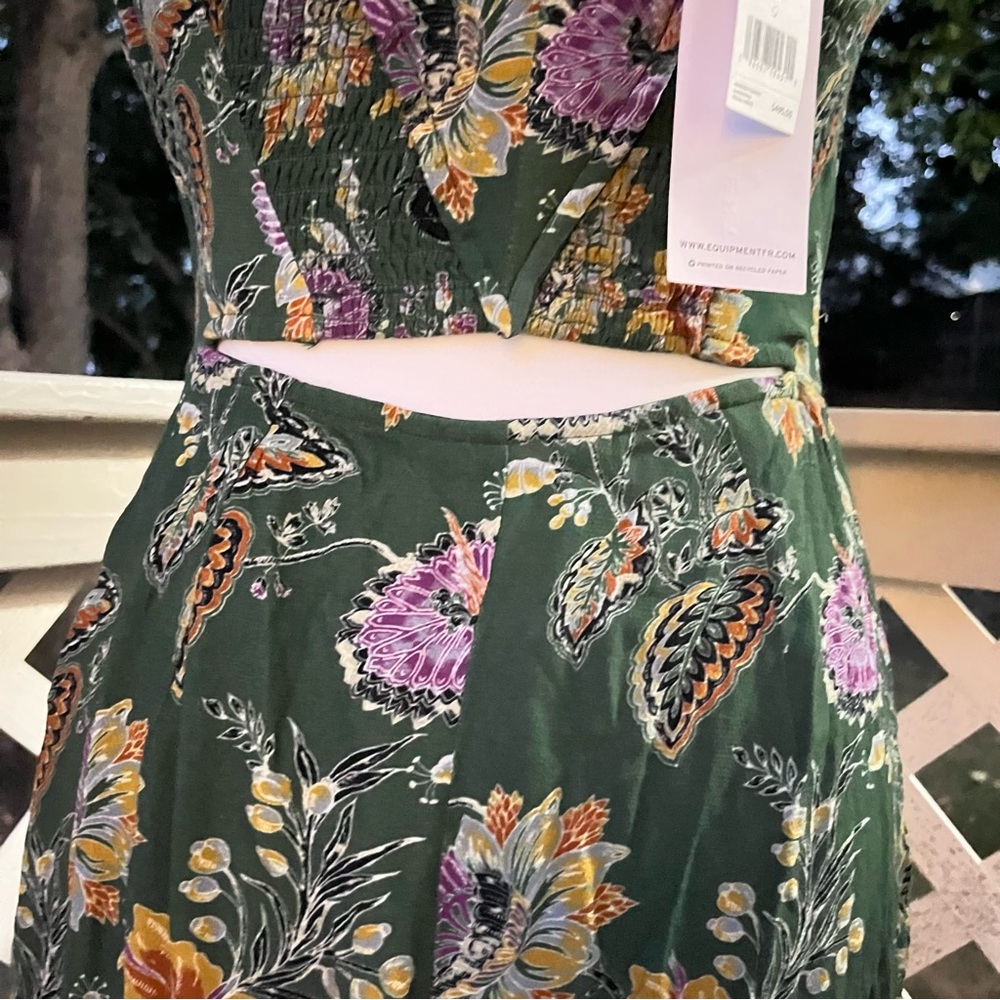 Equipment Femme Everett Eden Multi Floral Sleeveles Scoop Maxi Dress Green 0 NEW - Picture 6 of 15